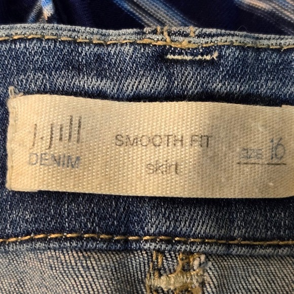 J. Jill Smooth Fit Denim Blue Stretch Jean Skirt Classic Style Size‎ 16 - Picture 4 of 5